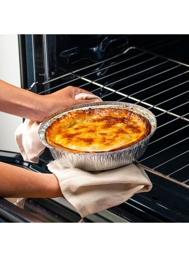10-Pack Disposable Round Aluminum Foil Pans 210x175x46mm, Heavy-Duty Tin Foil Trays for Air Fryer and Oven, Deep Baking Pie Tins for Roasting, Grilling and Cooking, Freezer Safe Food Storage Containers, Reusable & Recyclable Silver Cake Plates for BBQ, Picnics and Meal Prep. - Image 3